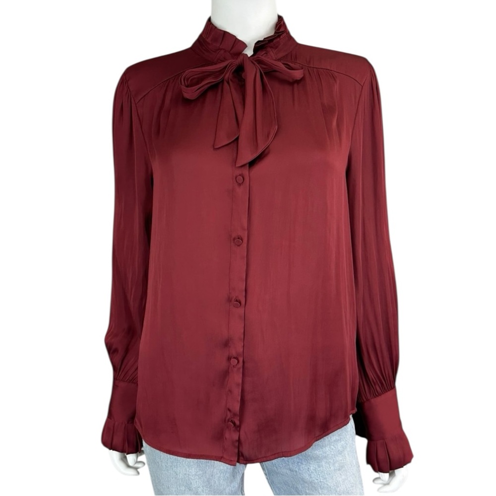 PAIGE Maroon Button-Down Top Size S A0038
